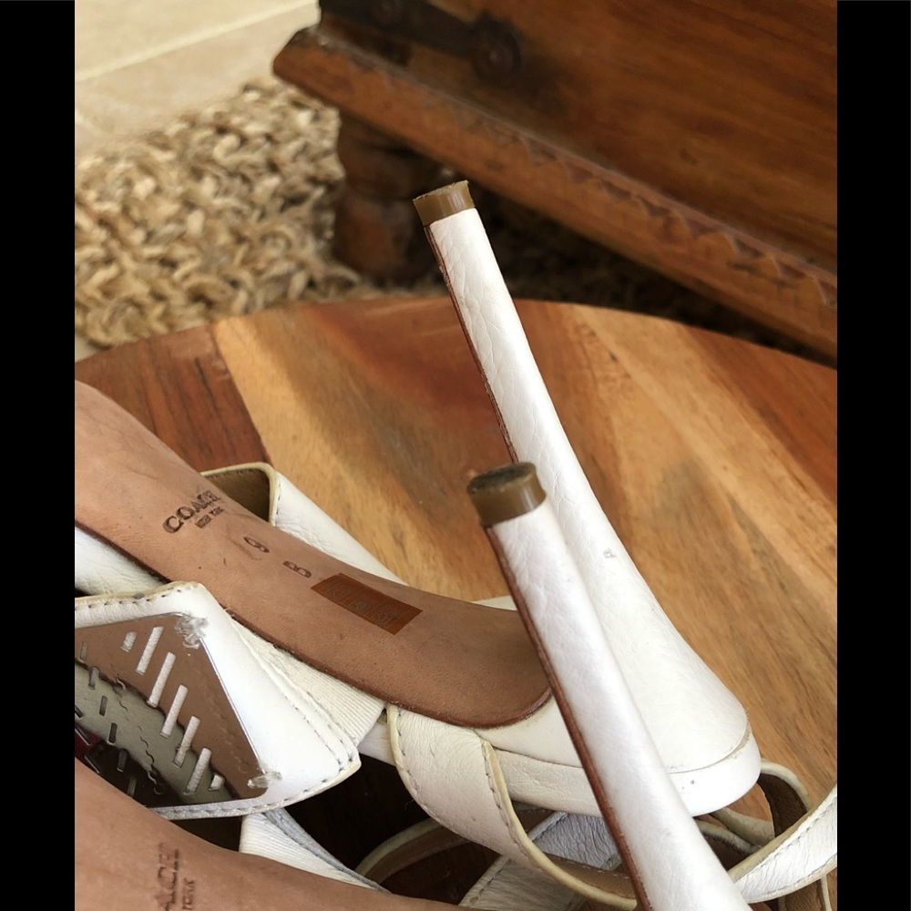 COACH HADLEY WHITE LEATHER HEELS - Picture 7 of 7